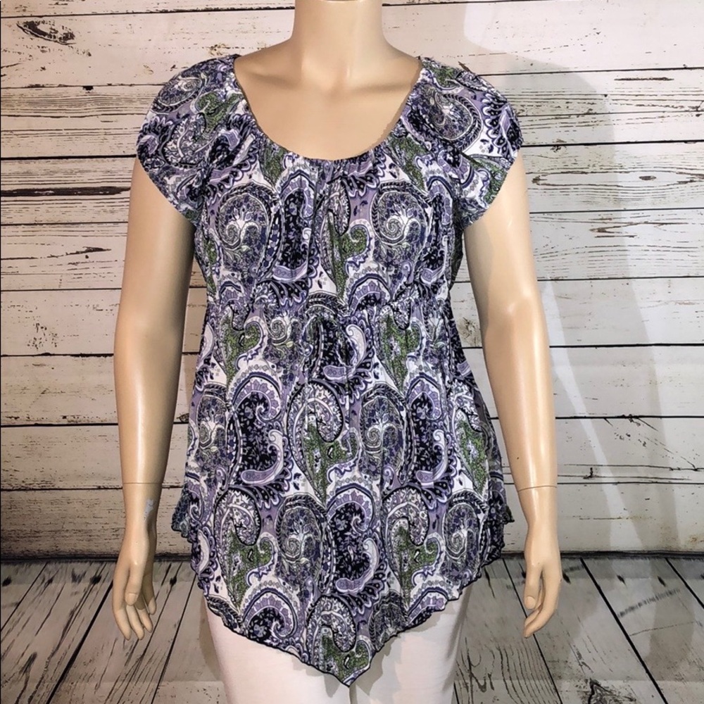 L.A. Blues 18/20W Paisley Asymmetrical Hem Blouse